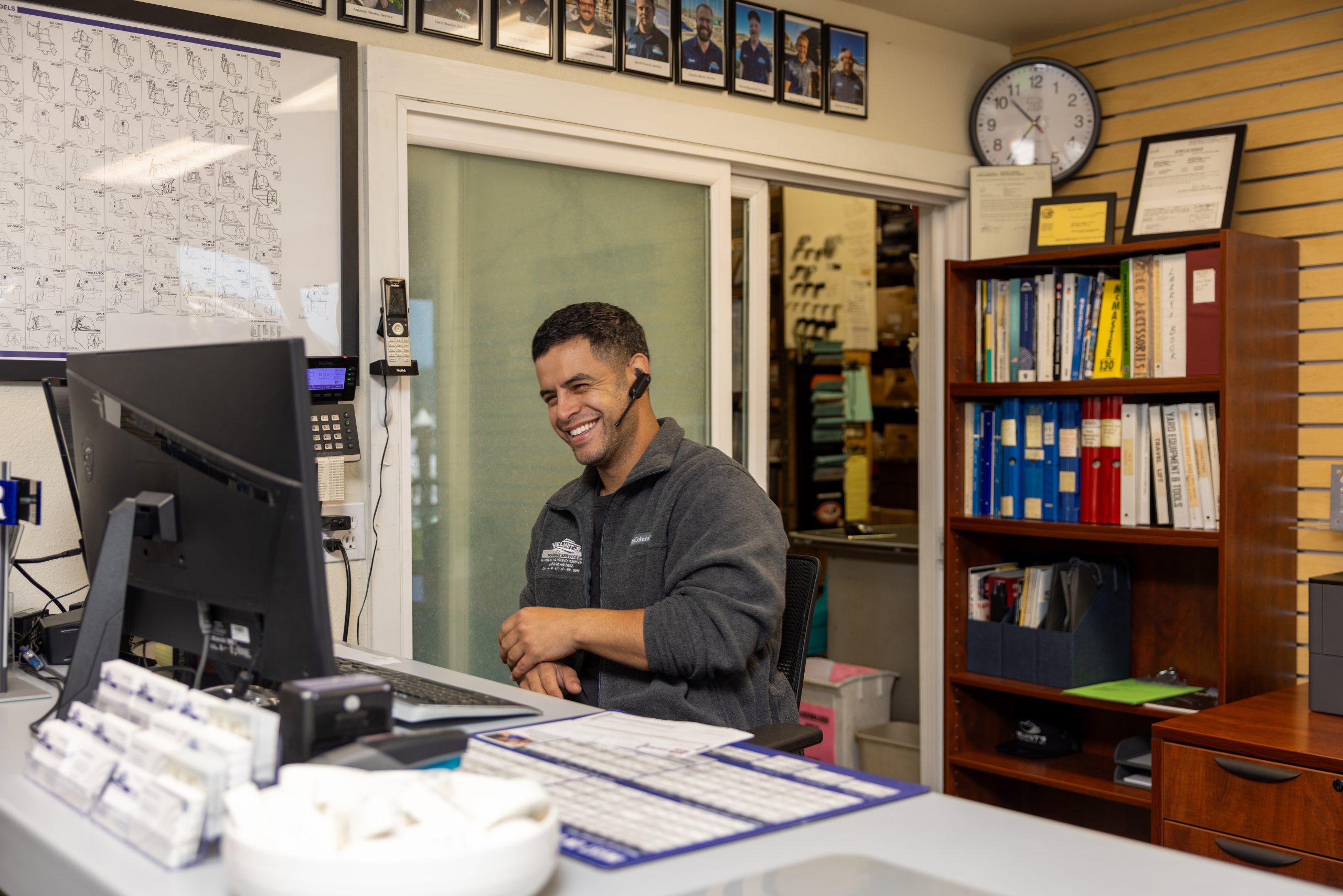 Volvo Penta impeller kit and genuine marine engine parts display